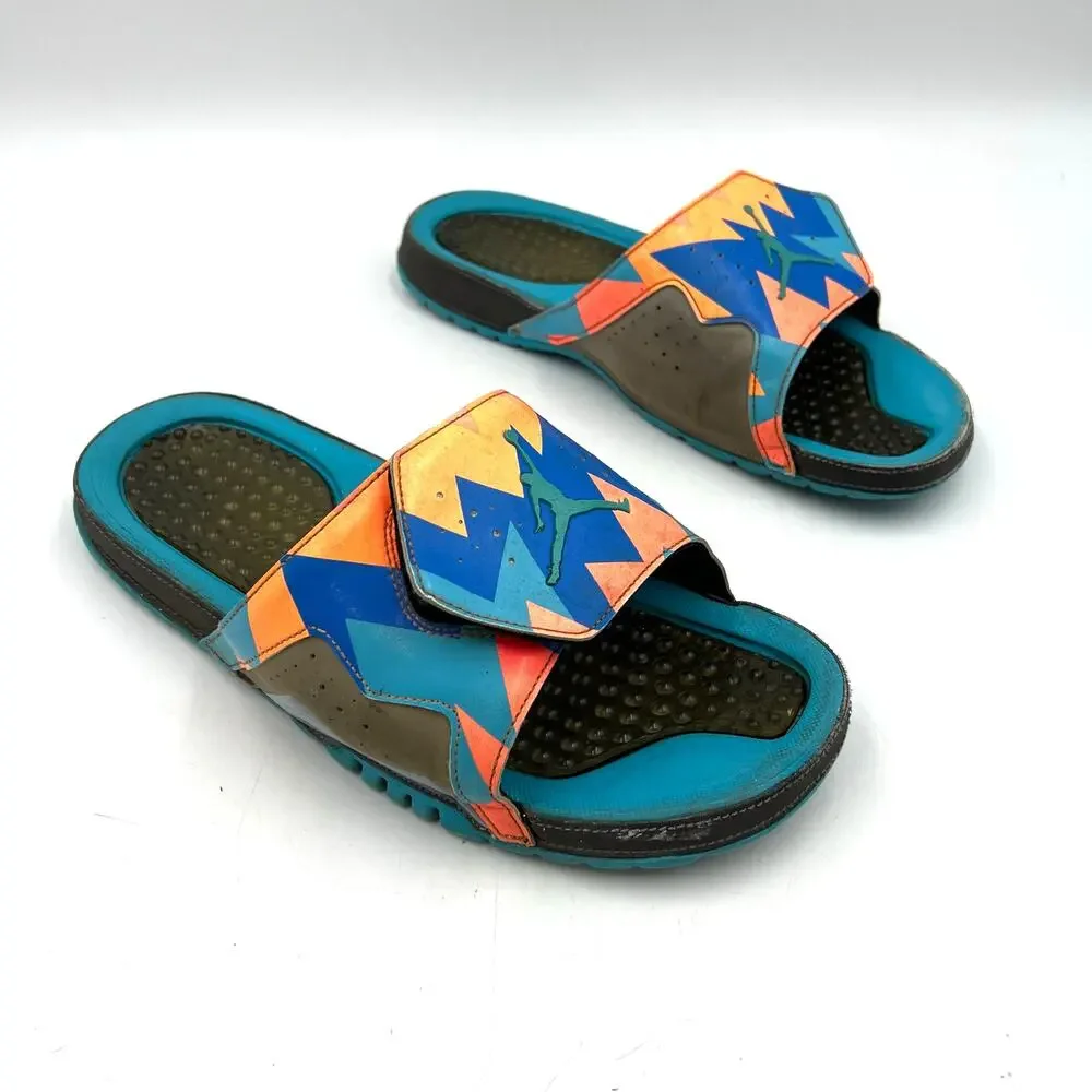 Air Jordan Hydro 7 Retro Slide Sandals Dark Grey Blue Turquoise